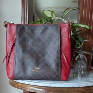 Coach Red and Brown Shoulder Bag
